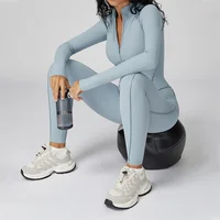TRY TO BN Gym Jumpsuit Half Zipper Sports Stripe Fitness Bodysuit One-Piece Workout Activewear Tights Woman Suits Yoga Clothing - Image 3