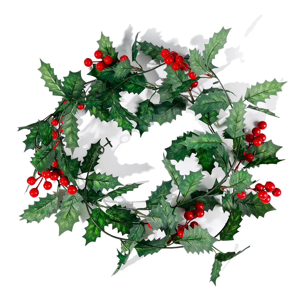 BestAlice 6FT rode bessen kerstslinger, kunstmatige rode bessen slinger met buigbare stengels, indoor outdoor woondecoratie voor wintervakantie decor, 7 hoofden