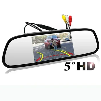 Monitor a specchio da 5" per telecamera di backup per auto, sistema di parcheggio per retrovisione, visione notturna