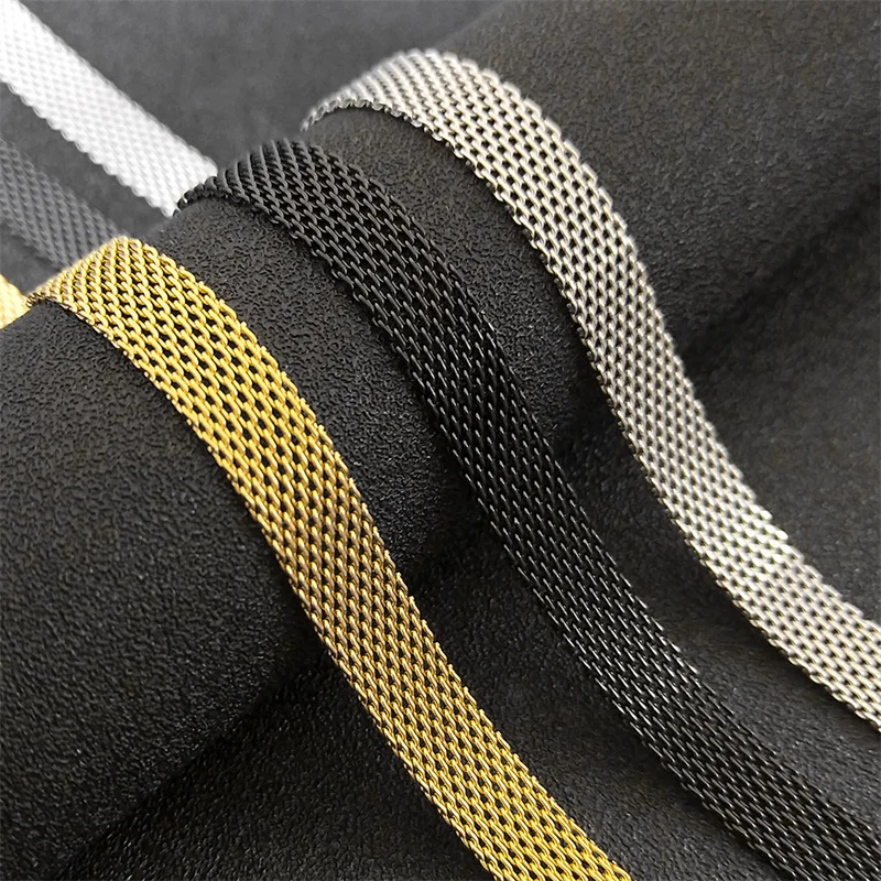 Flache Netzketten-Halskette für Damen und Herren aus Edelstahl in Goldfarbe, Mesh-Halsketten, Choker-Schmuck, Hochzeitsgeschenk, Joyas