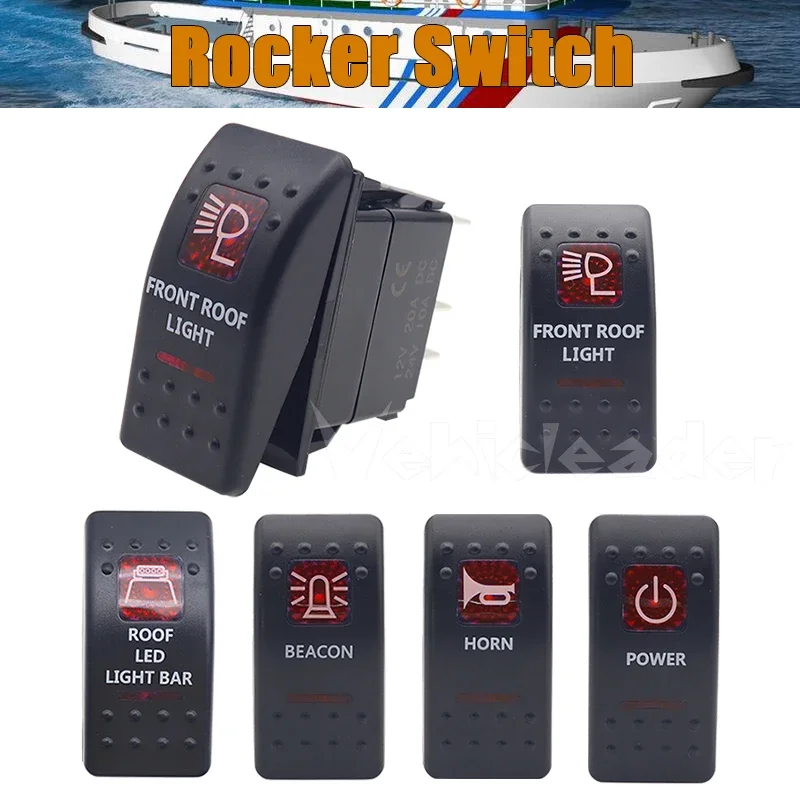 1PCS Red LED Rocker Switch 5 Pin ON OFF 12v/24v Car Switch Boat Truck ...