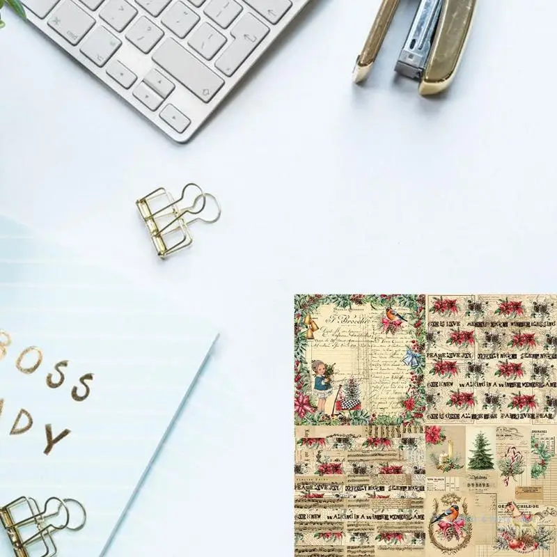 M17F 24 Sheets Big Vintage Floral Stickers DIY Scrapbooking Materials for Greeting Card JournaL DIY Crafts Gift Wrapping