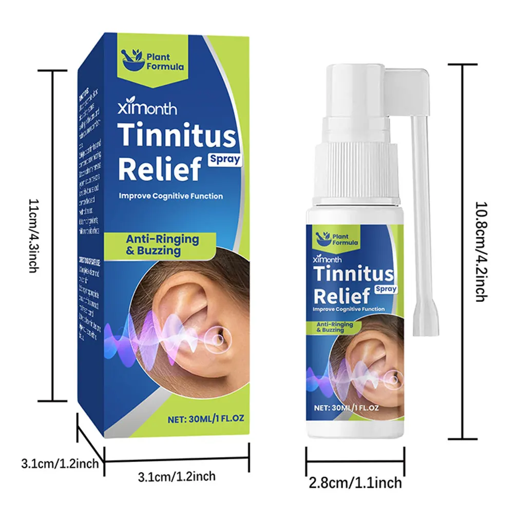 30ml Tinnitus Relief Spray Soothe Ear Ringing Pain Swelling Prevent Inflammation Improve Hearing Loss Earwax Removal Ear Drops