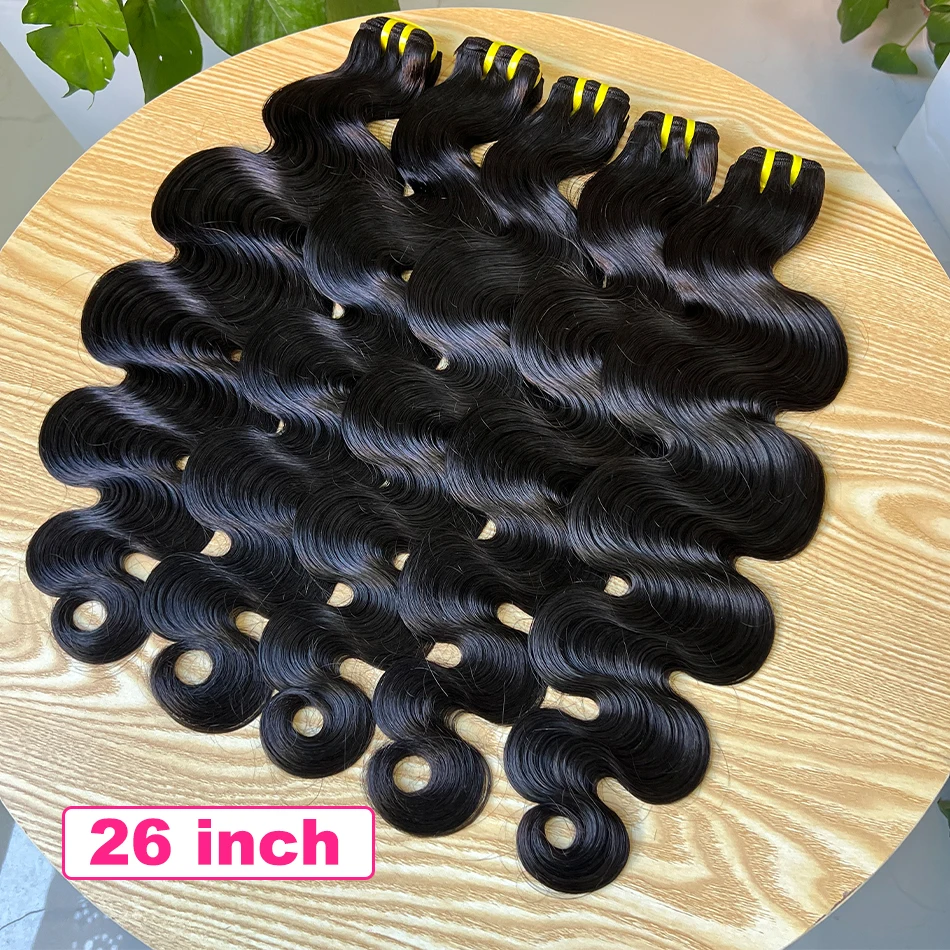 Yiwigs 10A Grade Body Wave Thick Sew In Human Hair Bundles 10-30 inches Black 3 Bundle Deals Raw Hair Weave Extensions