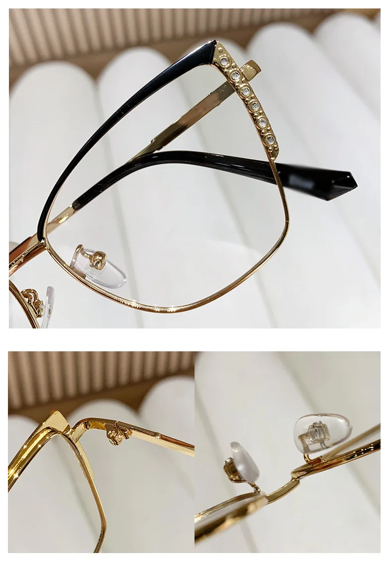 R57496 Frauen lässig Cat Eye Lesebrille stilvolle Metall optische Presbyopie Brille 50 150 200 250 300 350 – Detail 3