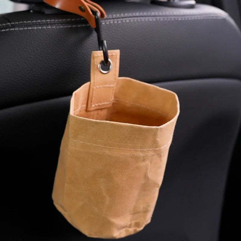 Universal Car Garbage Can Waterproof Thickened Hook Type Storage Bag Portable Water Cup Holder Car Garbage Bag Accessories 2024