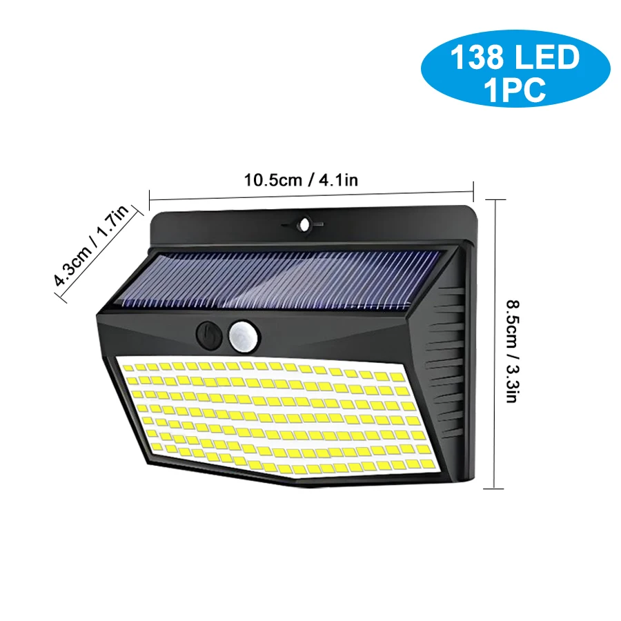 ตัวเลือกสินค้า ไฟโซลาร์เซลล์ 528 LED ตรวจจับความเคลื่อนไหว 5 โหมด กันน้ำ