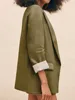 PB&ZA2023 Autumn New Multicolor Fashion Women's Printed Sleeves Curly Linen Button Free Lapel Open Blazer 6