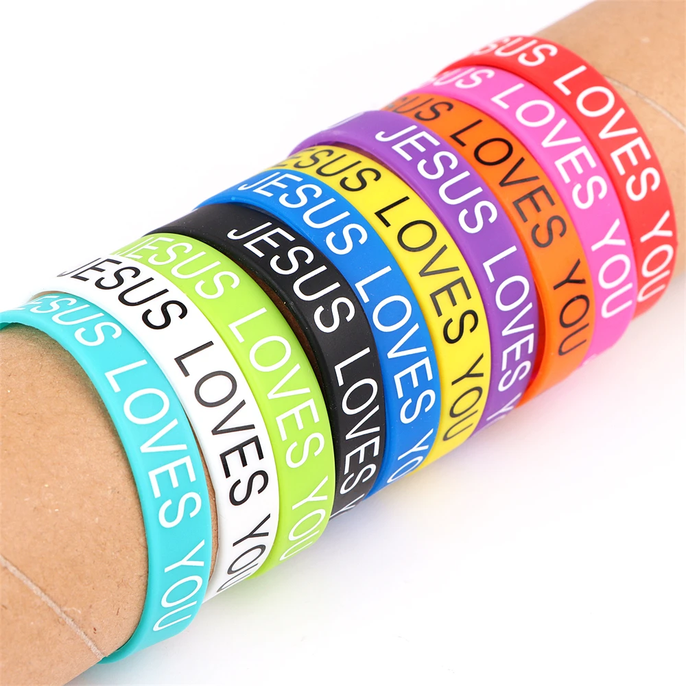 10 teile/los Jesus Kreuz Frieden Schmetterling Liebe Herz Manschette Silikon Gummi Armbänder Für Mann Frauen (16 Stil Freie Wählen) – Detail 4