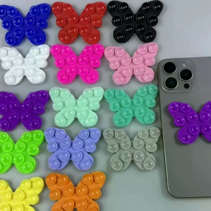 1Pcs Phone Fixture Suction Cup Silicone Butterfly Double-sided Suction Cup Back Adhesive Mobile Phone Rubber Suction Cup