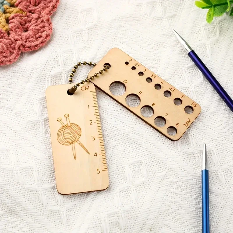 Description Picture 6 of itemWooden Knitting Needle Gauge Ruler Knit Crochet Hooks Measure Tool DIY Craft Sewing Accessory Knitting Tool Travel Set