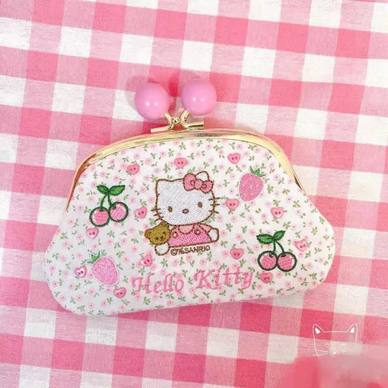

2024 Sanrio Kawaii аниме Hello Kitty Y2K вышитая винтажная Золотая сумка с ртом симпатичная мультяшная Милая Портативная сумка для хранения игрушки для детей
