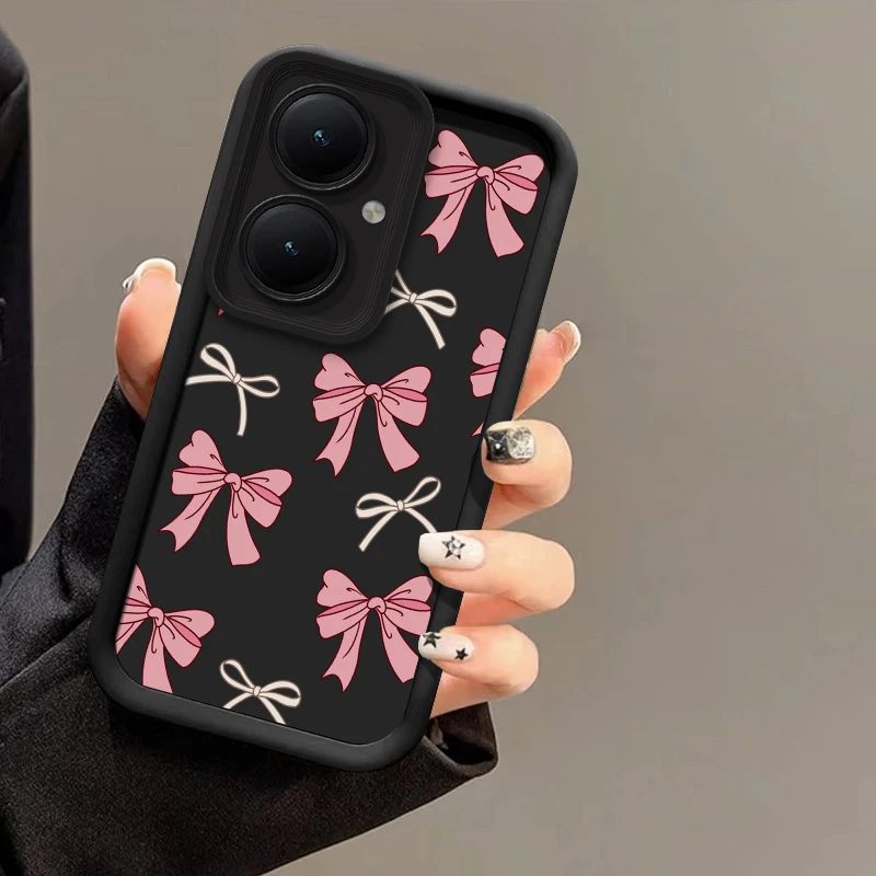 Chic Pink Bow Knot Silicone Shockproof Phone Case - Soft Bumper Design
