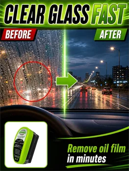 Detergente per Pellicole Oleose sui Vetri Auto – Rimuove le Pellicole, Ripristina la Lucentezza e Protegge con Rivestimento in Cristallo, Facile da Pulire e Lucidare