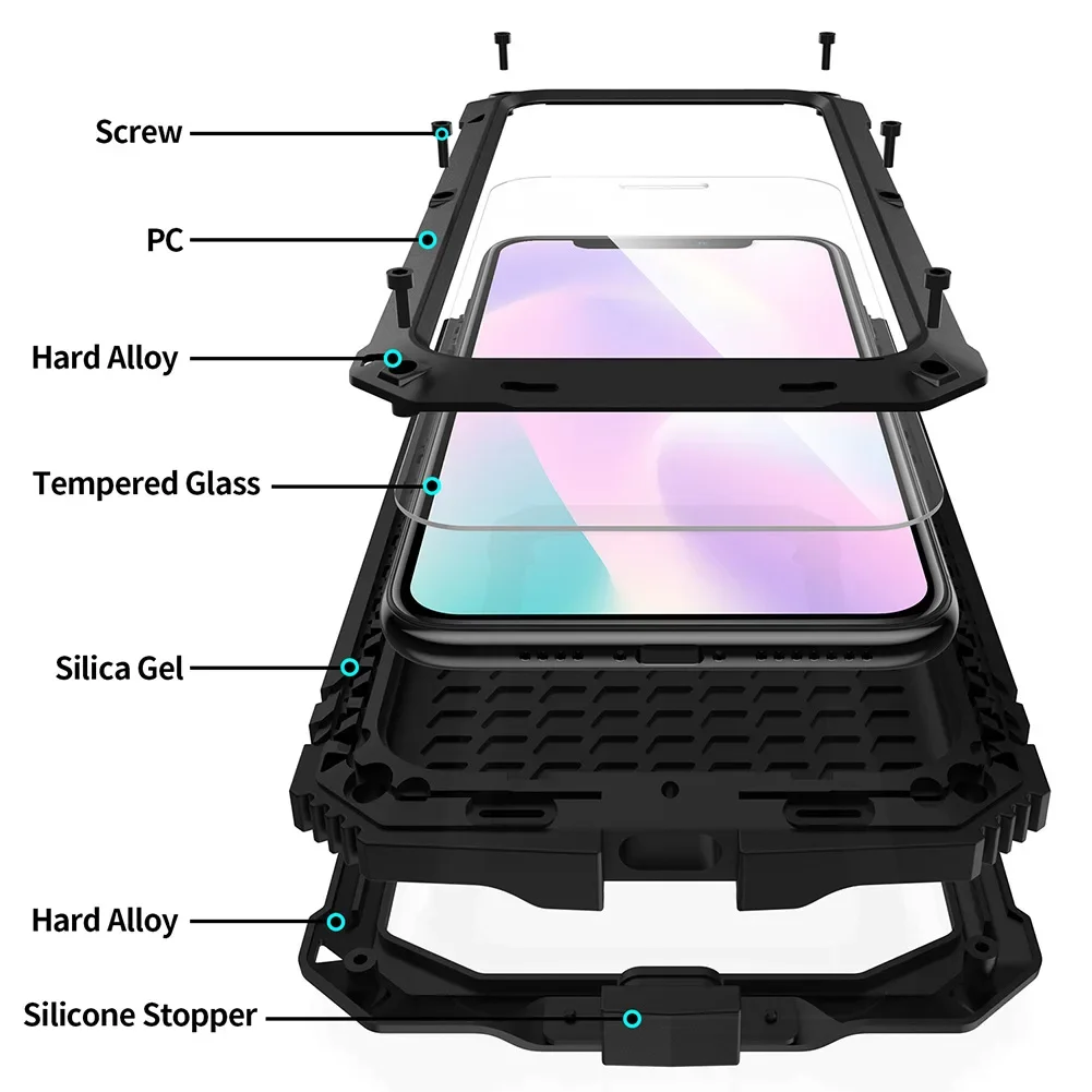 Luxury Rugged Armor 360 Full Phone Case For Samsung S24 S23 Ultra S21 FE Note 20 Ultra A32 4G 5G Metal Aluminum Shockproof Cover