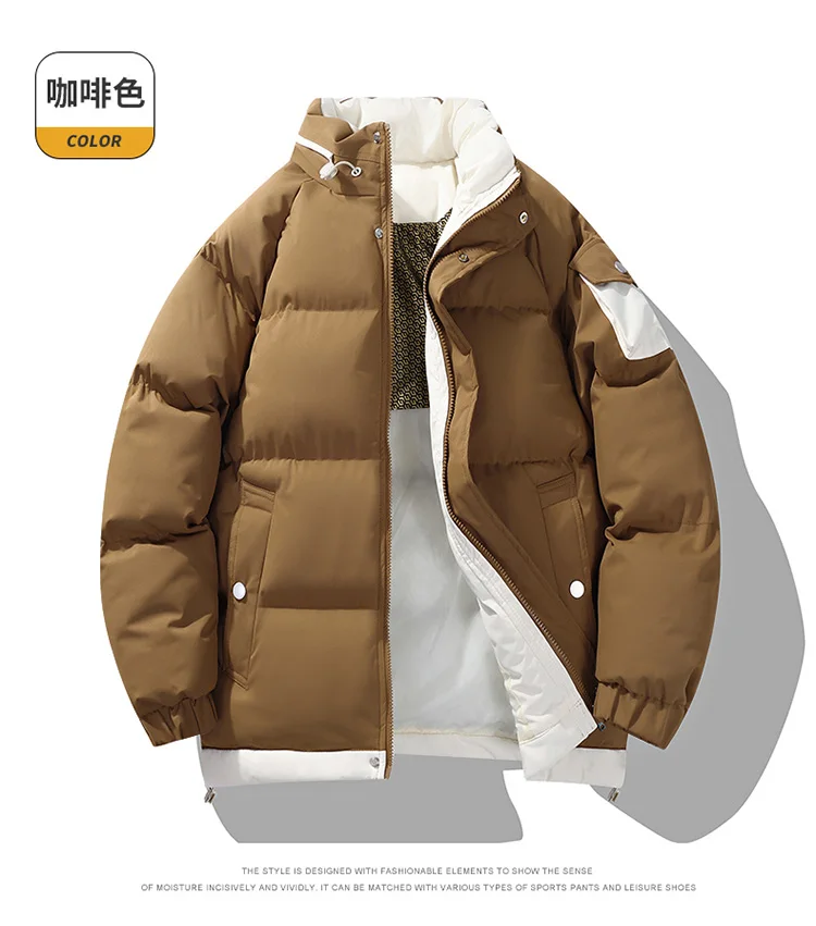 2026 winter casual down cotton jacket Men's short cotton coat trendy solid color thicken warm women's coat youth winter jacket
