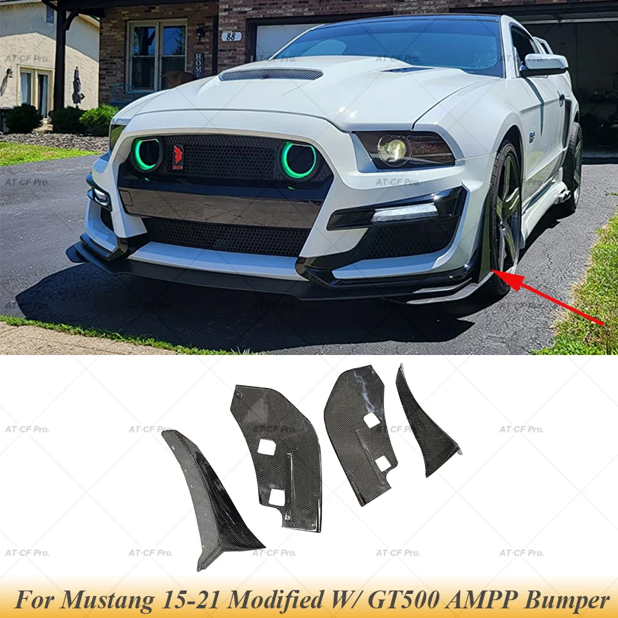 

Matte Balck /Real Carbon Fiber Front Bumper Lip Corner Winglet Side Splitters For Mustang Modified W/GT500 AMPP Bumper 2015-2021