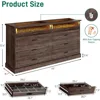 63" Farmhouse Closet Island with 8 Drawers&LED Lights, Brown Dresser w/Glass Top & Front Display Organizer, Wardrobe Armoire 2