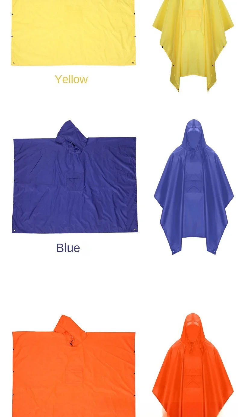 Description Picture 5 of item3 In 1 Outdoor  Raincoat Hooded Sleeve Waterproof Rain Poncho Motorcycle Rain Cover Camping Hiking Travel Rainwear Tent