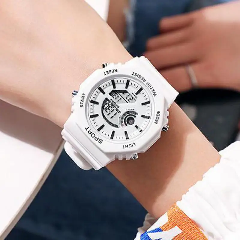

Sport Digital Round Watch Sport Dial Casual Luminous Clock Outdoor Rubber Strap Fashionable Watch for Women