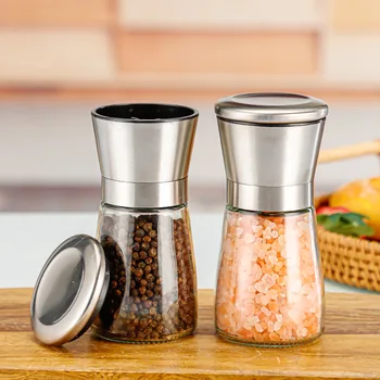 Ergonomic Adjustable Ceramic Core Pepper Sea Salt Grinder Stainless Steel Portable Spice Mill for Camping BBQ Home Kitchen Use