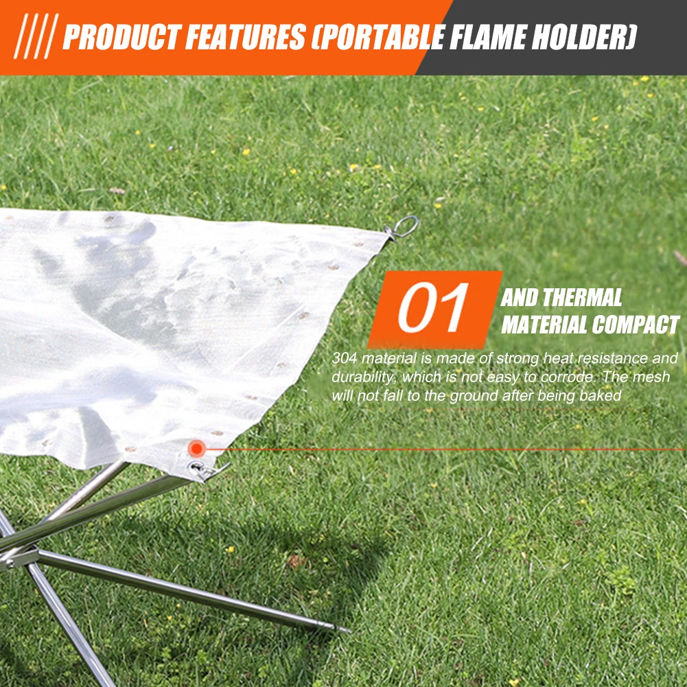 Stainless Steel Mesh Fire Pits Fireplace Foldable Outdoor Camping Campfire Fire Rack Folding Wood Stove for Camping Outdoor