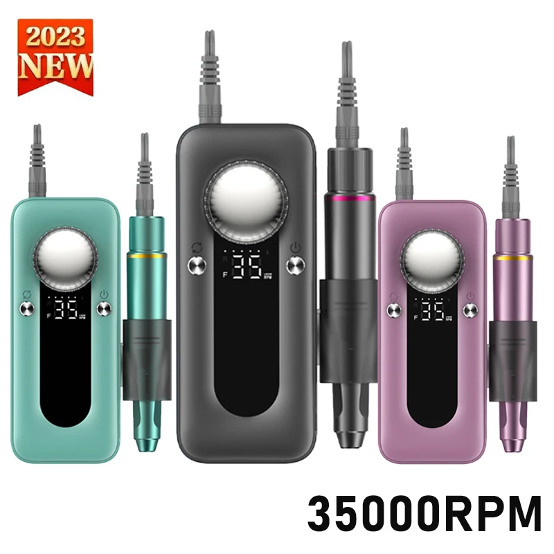 

35000RPM Powerful Electric Nail File Professional Nail Drill Machine Rechargeable Portable Gel Nail Polish Sander For Manicure