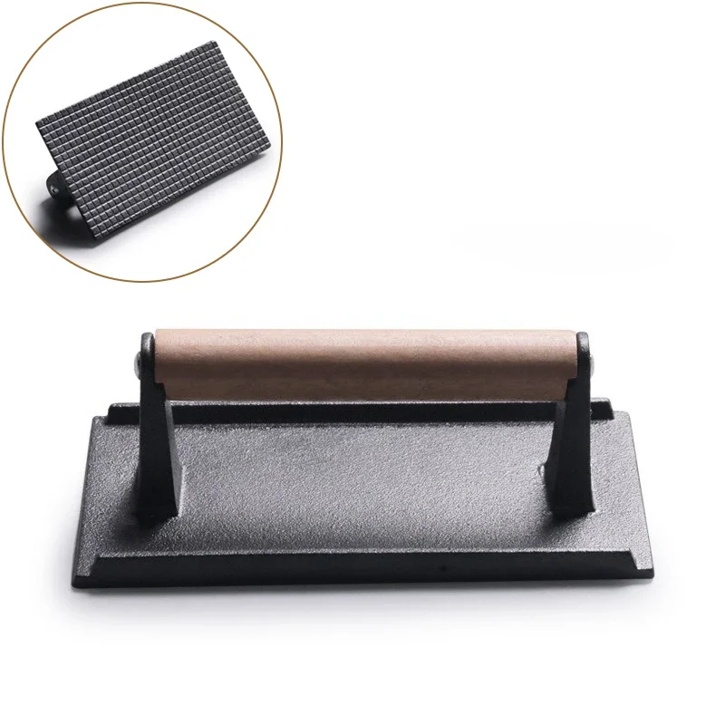 Heavy-Duty Cast Iron Rectangular Meat and Burger Press