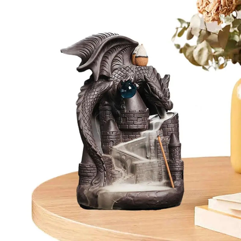 

Incense Cone Burner Castle Backflow Cone Burner Ornament Warm Atmosphere Home Decoration for Kitchen Bedroom Yoga Room Study