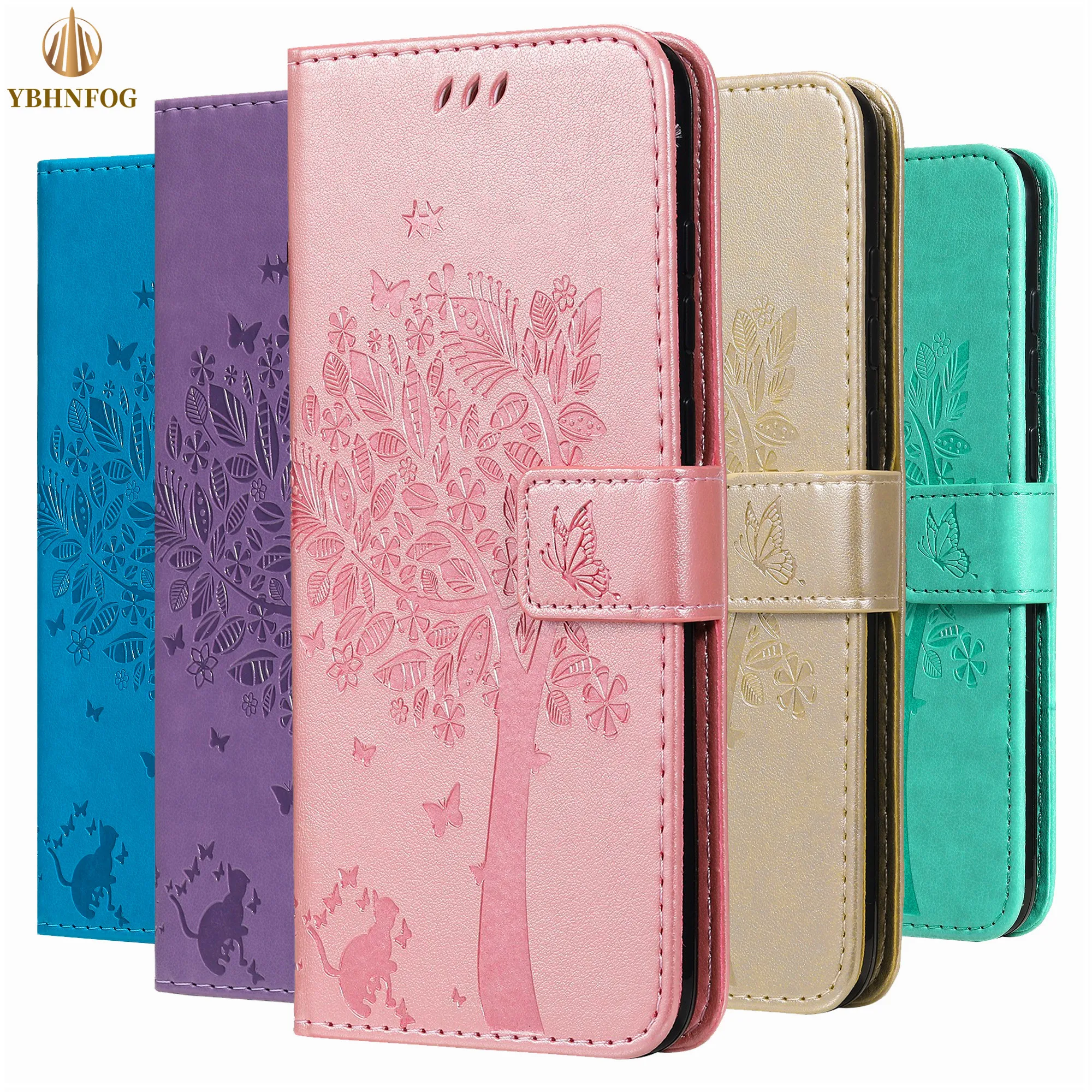 3D Tree Pattern Leather Flip Phone Case For iPhone 13 11 Pro Max 12 Mini XR X XS 6 6S 7 8 Plus SE 2020 Holder Wallet Satnd Cover apple 13 case