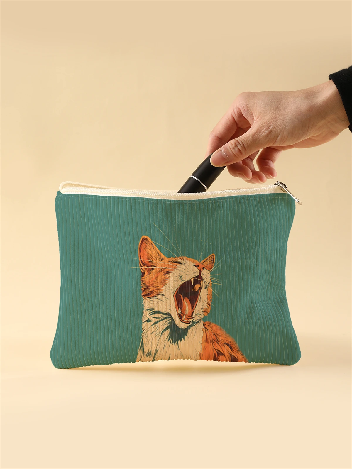 Corduroy Travel Cosmetic Bag Portable Makeup Storage Bag Purses Women Large Capacity Zipper Make Up Organizer Storage Clutch