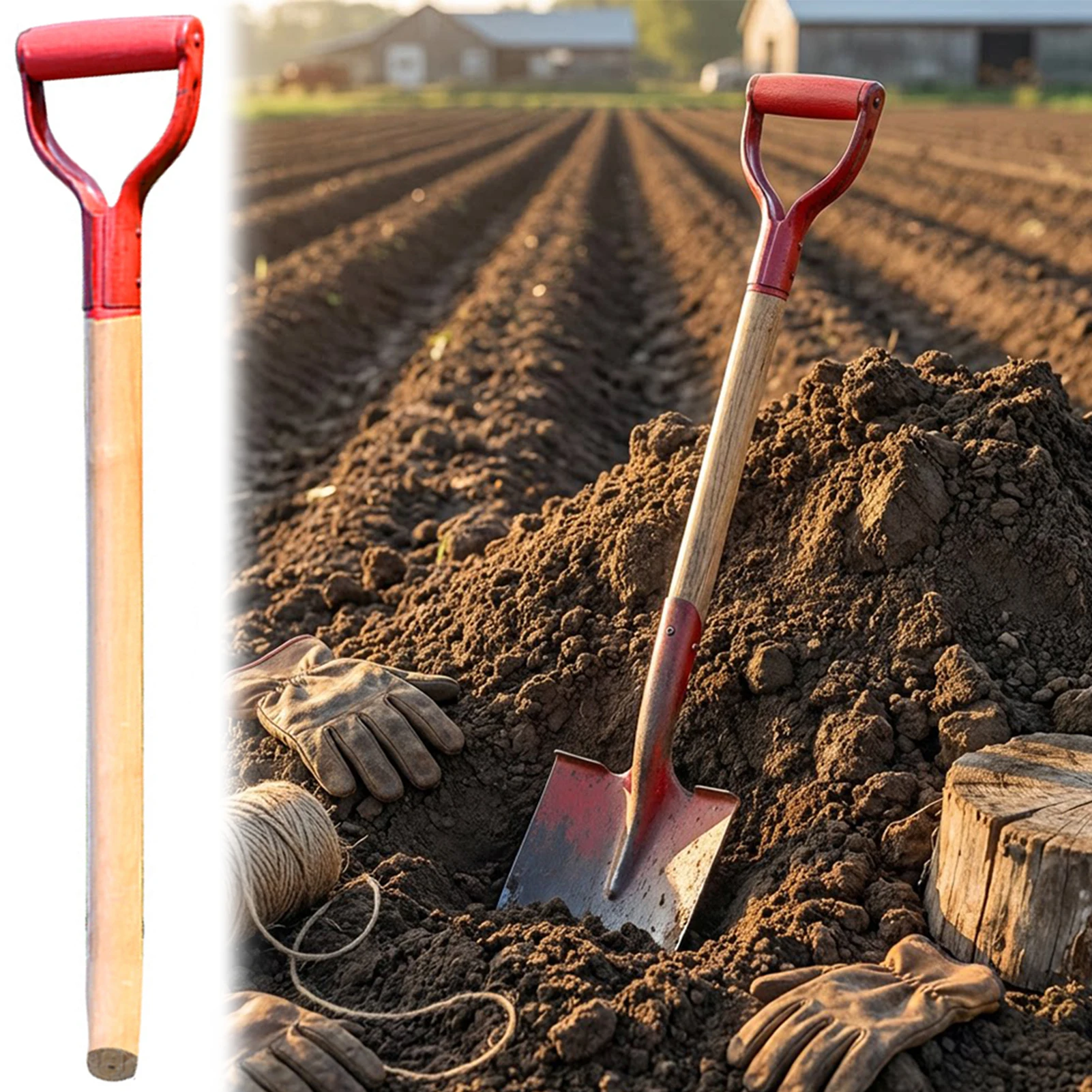 Schaufelgriffe, einfach zu montierender Schaufelgriff für die Gartenarbeit, 75 cm T-Griff, Holzschaufel-Ersatzgriff, Bauernhof-Gartenwerkzeug – Detail 6