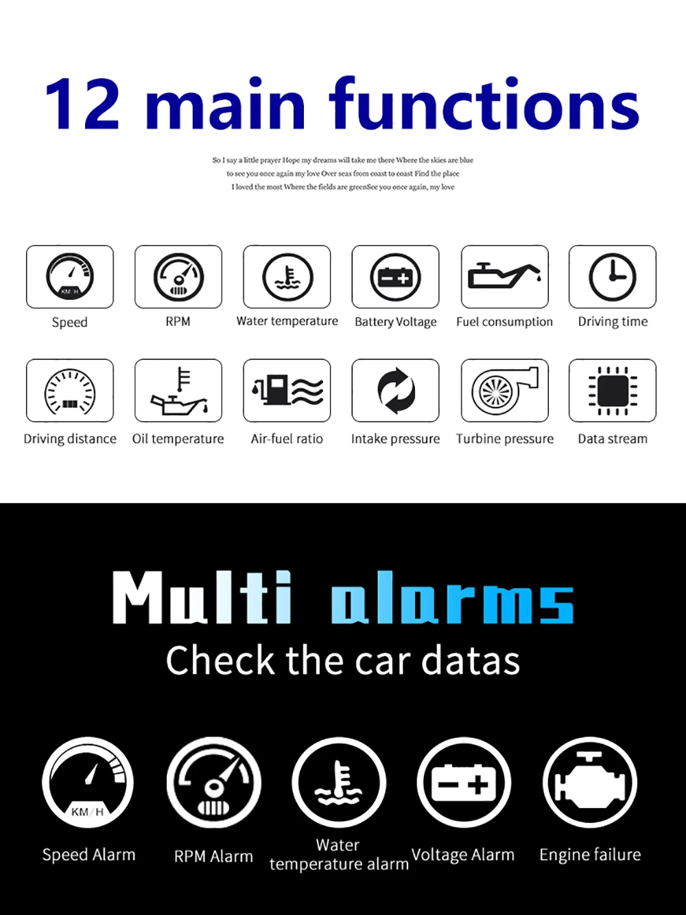 P10 Pro Head Up Display On-board Computer Car Digital OBD2 Mileage OBD Driving C