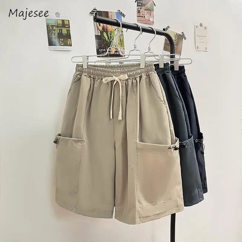 

Baggy Shorts Men Unisex Summer Hip Hop Pocket Design College Drawstring Knee Length Trousers Fashion Japanese Style Harajuku New