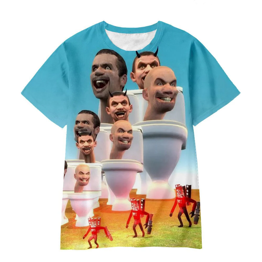 

Funny Skibidi Toilet Graphic T Shirt for Men Clothing New Fashion 3D Cameraman Anime T-shirt Casual Unisex Kids Tops Tee Shirts