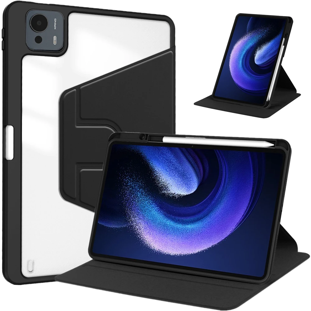 360° Rotating Tablet Cover with Pencil Holder - Acrylic Case