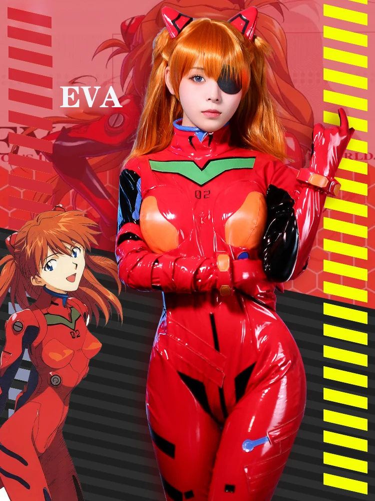 

Аниме Asuka EVA PU Комбинезоны Косплей Костюм Eva Shikinami Asuka Langley Soryu комбинезоны костюм боди для женщин