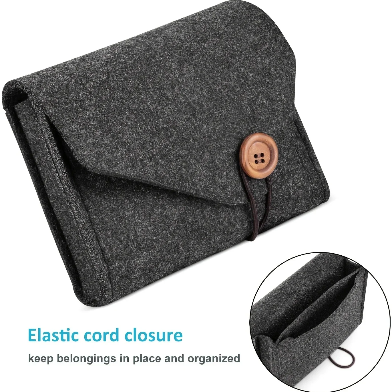 Compact Felt Cable Organizer Case for Adapters & Cables, Travel Storage Solution
