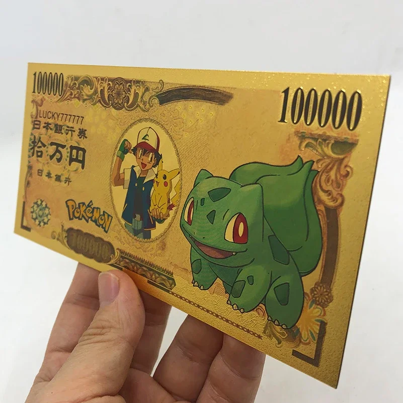 Kawaii Pokemon banknote cute cartoon commemorative coins anime game figure cards Pikachu coins children's birthday gift toy