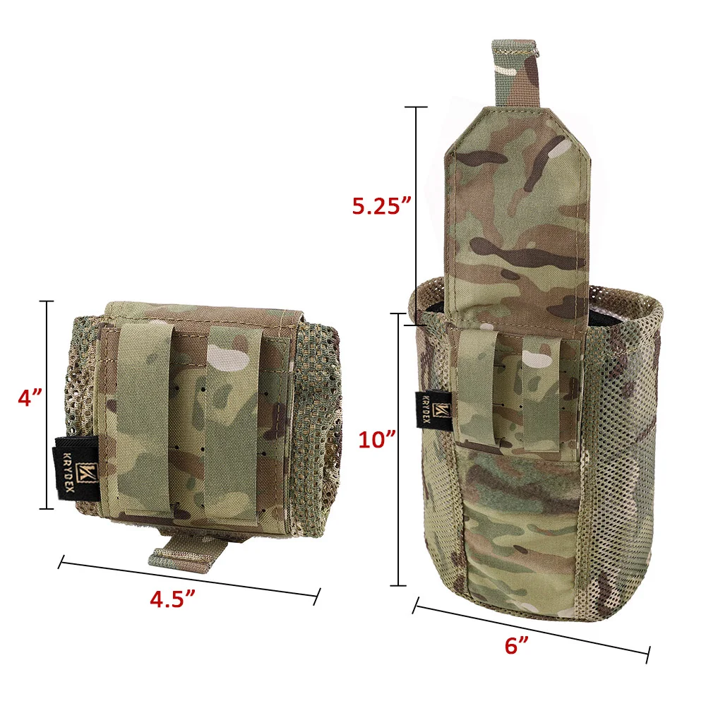 KRYDEX 500D Tactical Mesh Dump Drop Pouch MOLLE Belt Foldable Magazine Pouch Tool Utility Pack Waistbag Hunting Accessories