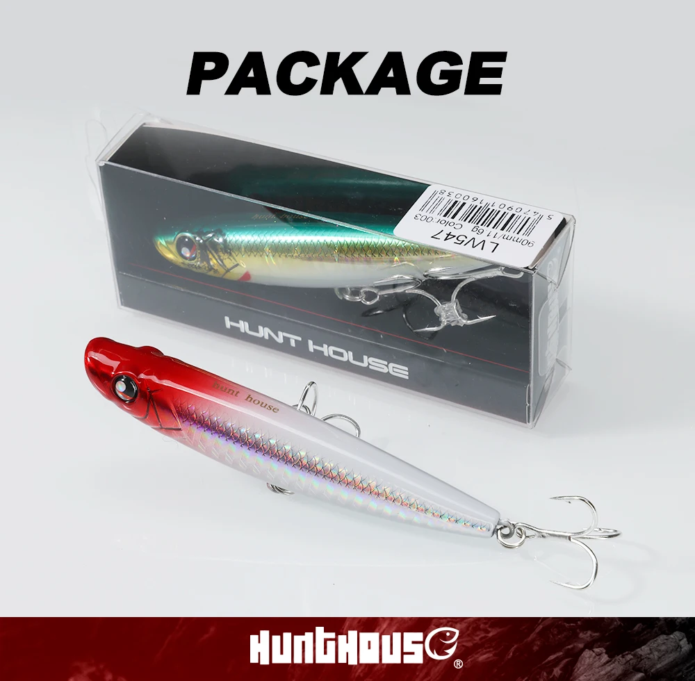 Hunthouse 90 mm/11,6 g Pop Walker Bleistift-Angelköder, schwimmender harter Köder, Topwater-Oberflächen-Popper, WTD, Salzwasser-Barsch-Fischgerät – Detail 9