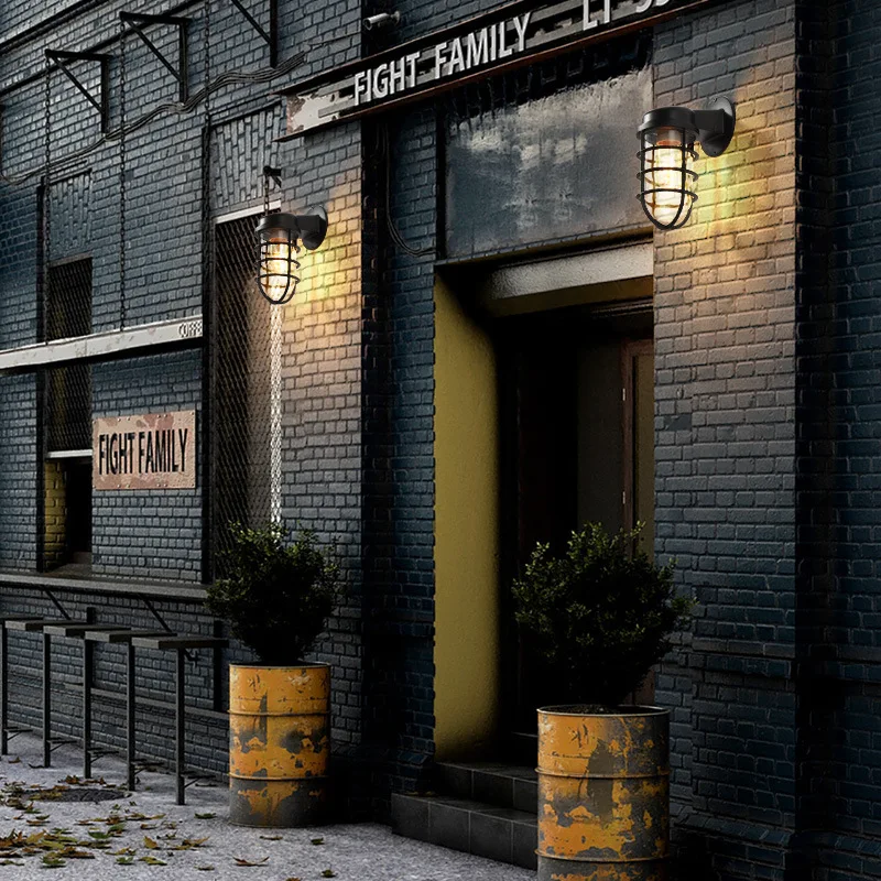 Wall Light Outdoor Vintage Loft Wall Lamp Waterproof Coffee Bar Corridor Aisle Porch Lights E27 Balcony Restaurant Pub Club Wall Sconce