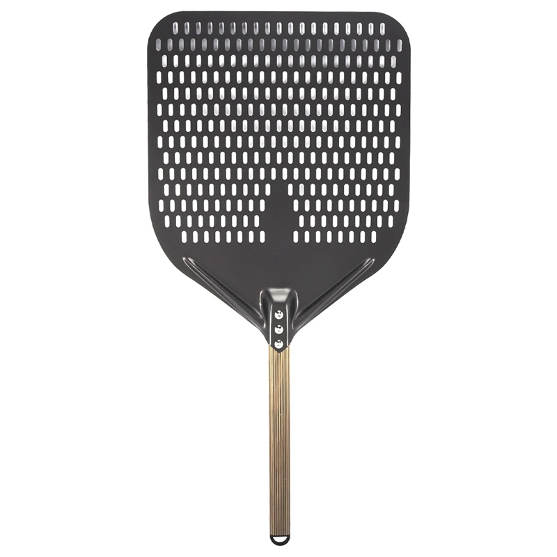 

14 Inch Rectangular Pizza Shovel,Perforated Pizza Paddle Aluminum Pizza Peel,Pizza Tool For Baking