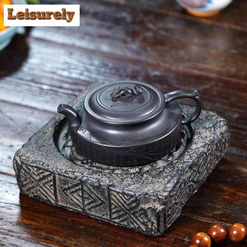 240ml Antique Yixing Purple Clay Teapots Handmade Pot Raw Ore Stone Yellow Mud Tea Soaking Kettle Zisha Tea Set Teaware Supplies