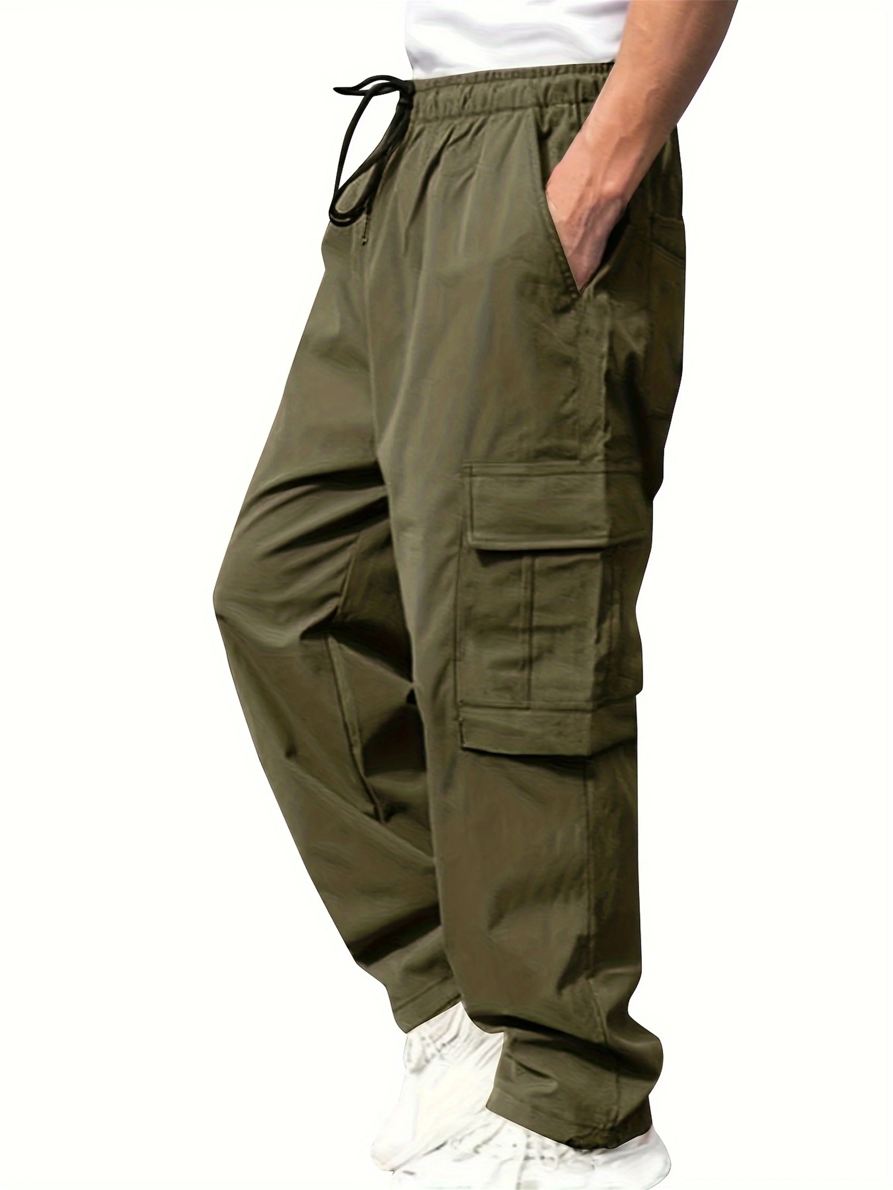Men's multi pocket work pants outdoor sports military uniform pants pure cotton casual loose straight leg men's long pants