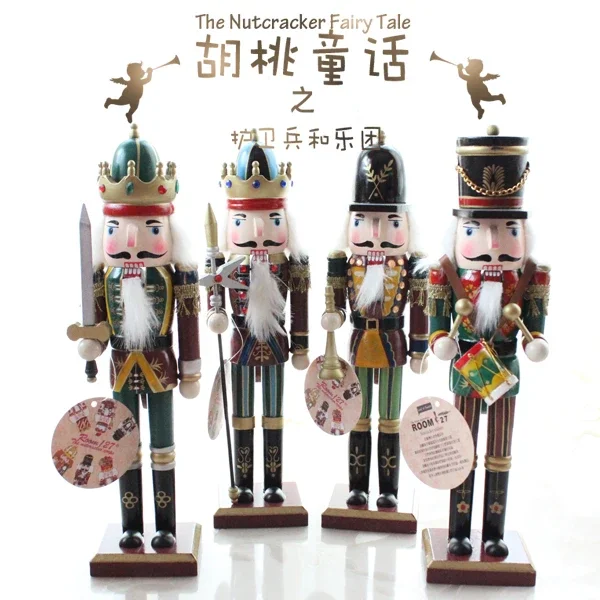 

30CM Wooden Nutcracker Puppet Soldiers Christmas Decorations Seasonal Gift Set of 4 Creative Home Furnishing