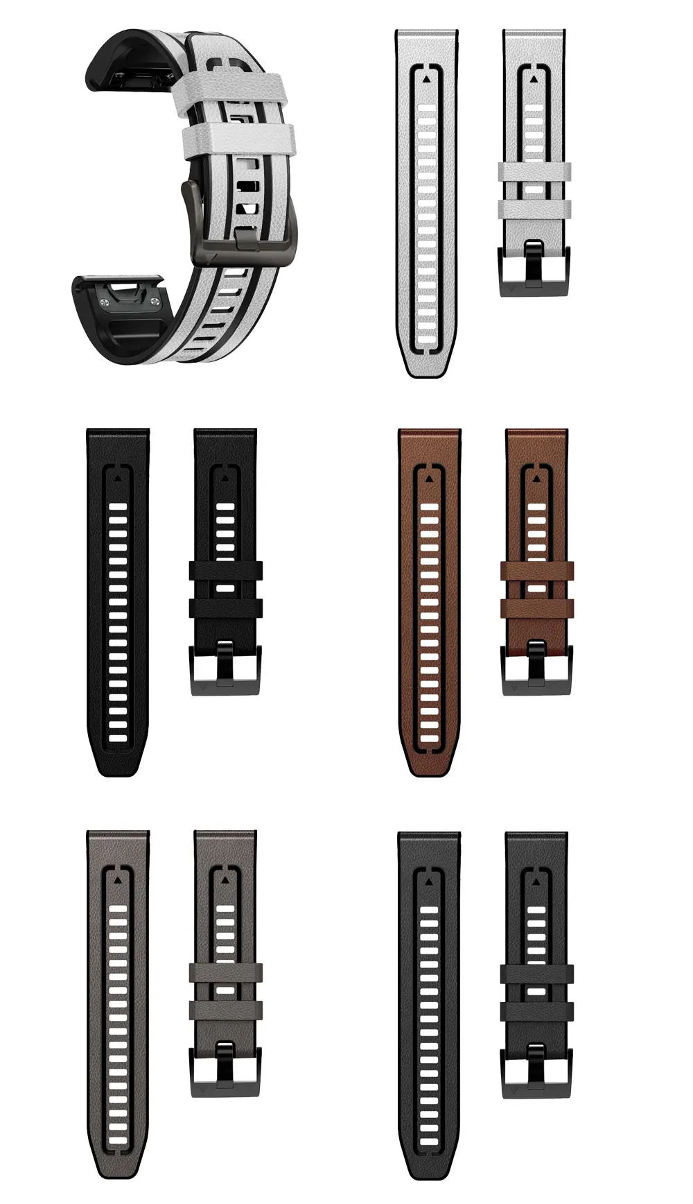 22mm 26mm Silicone Leather Stra Quickfit For Garmin Fenix 7 7x 6 6x 5 5x Smart Strap Accessories