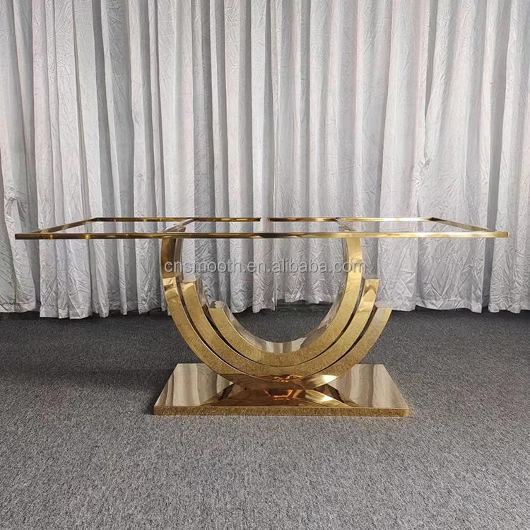High Quality Luxury Coffee Table Modern Living Room Furniture Style Glass Top Stainless Steel Coffee Table