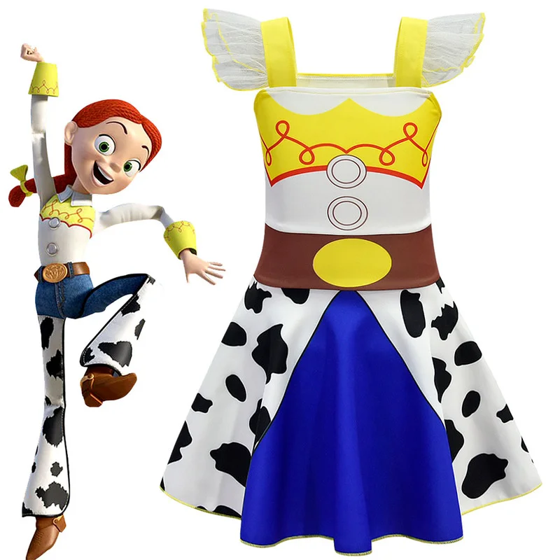 Cosplay Costume Kids Girls Dress Halloween Toy Story 4 Girl Jessie Dress Cosplay Costume