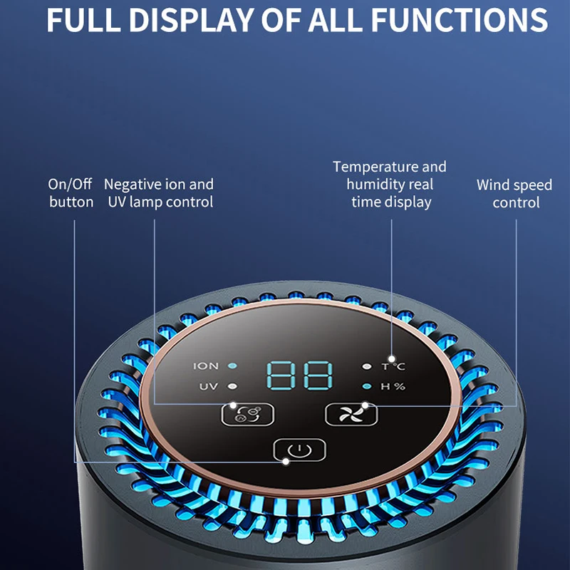 

Air Purifier for Home Car Air Purifier Micromolecule Remove Smoke Formaldehyde HEPA Filtration Low Decibel Portable Air Purifier